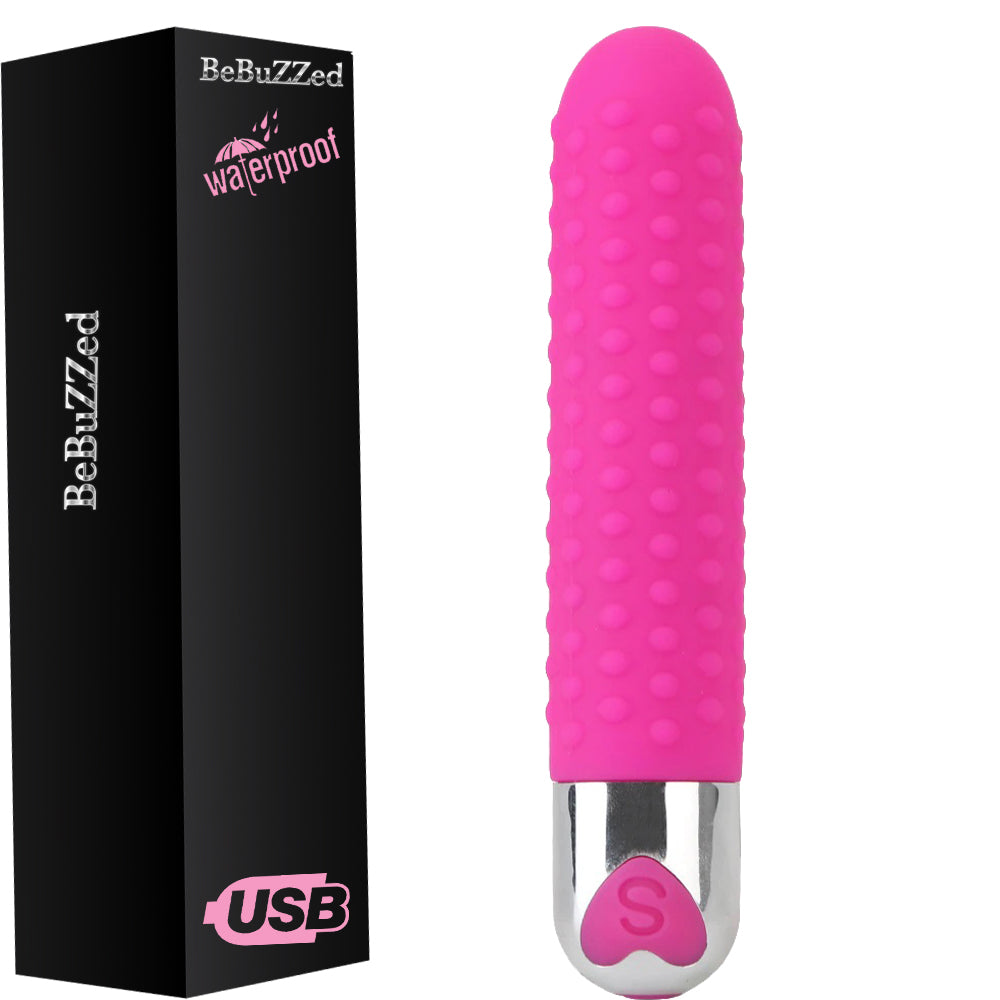 Bebuzzed Cloe Bullet G Spot Textured Beaded Vibrator USB Rechargeable Pink