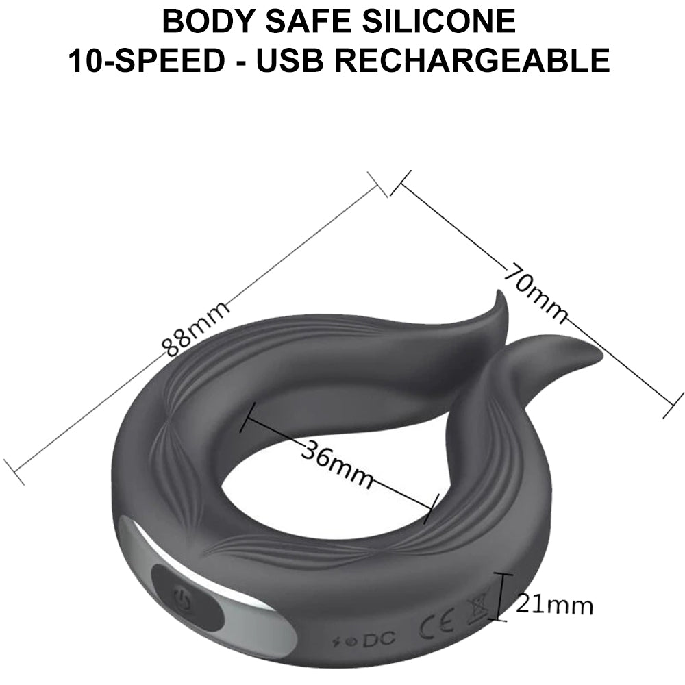 Bebuzzed Ulysses Vibrating Cock Ring USB Silicone Couples Penis Ring