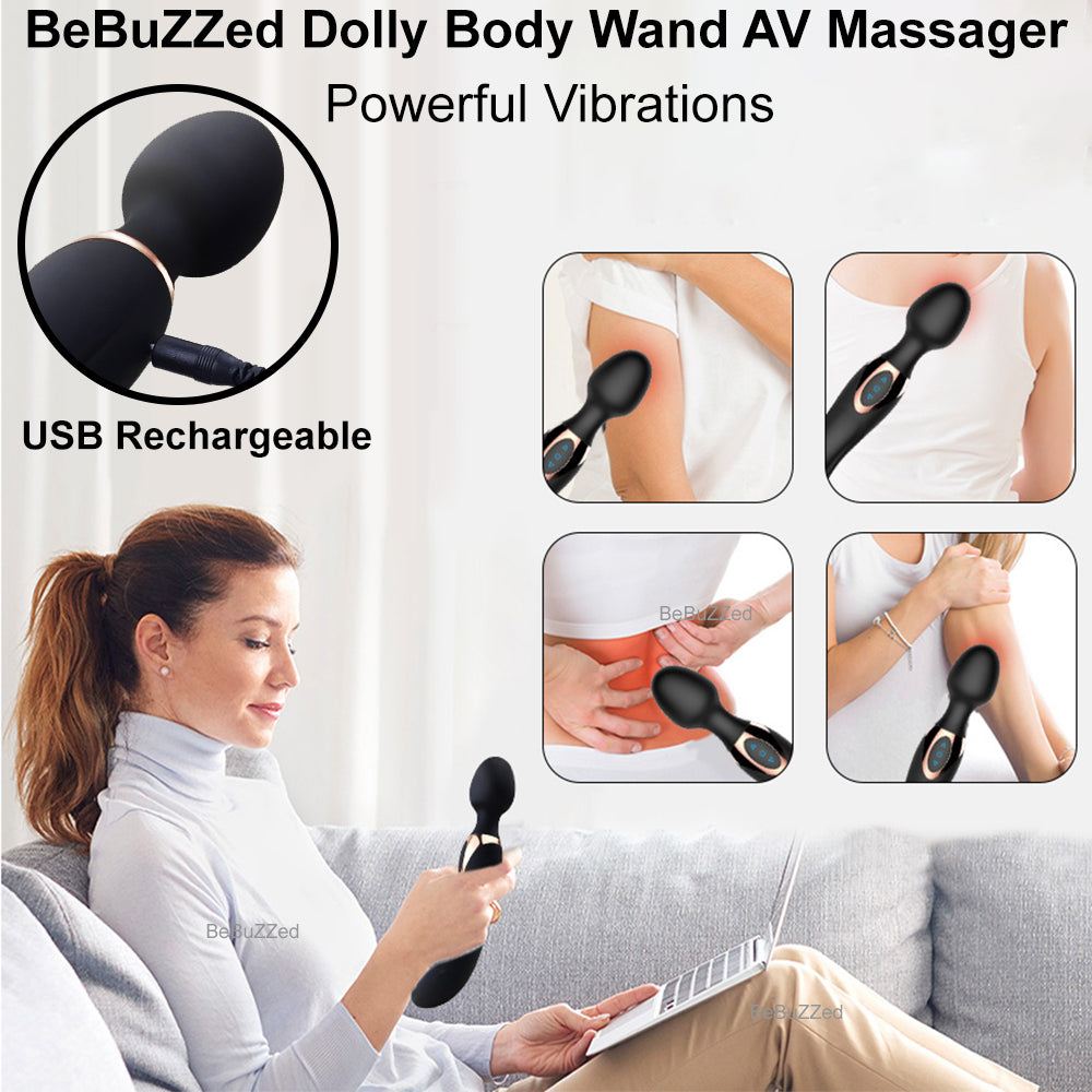 Bebuzzed Dolly Rechargeable Massage Wand Vibrator Black