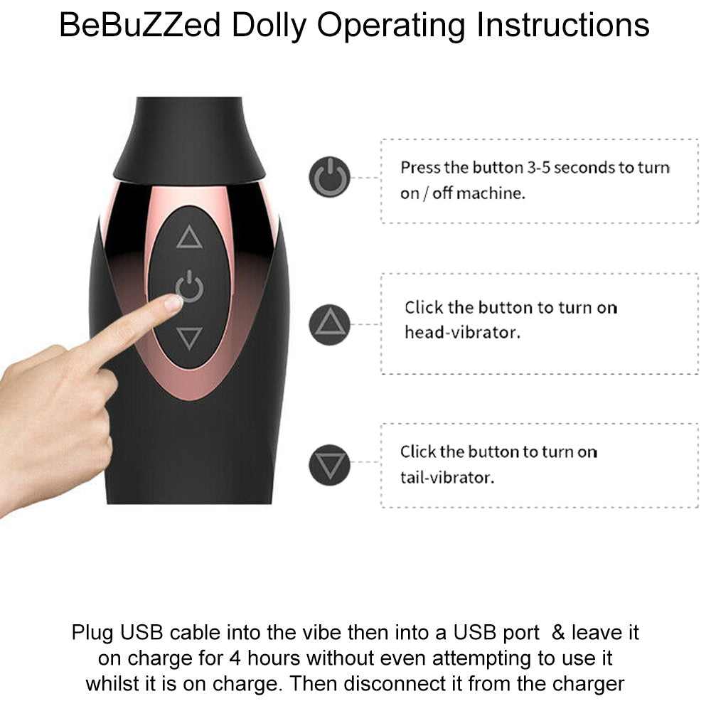 Bebuzzed Dolly Rechargeable Massage Wand Vibrator Black