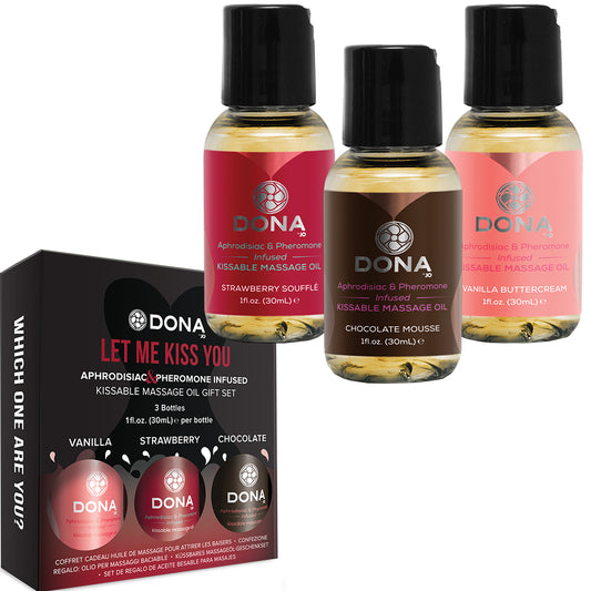 3-pack Dona Let Me Kiss You Edible Scented Flavoured Massage Oil By System Jo