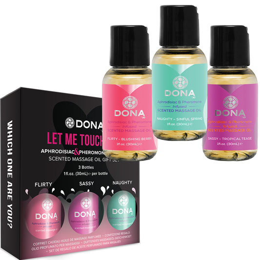3-pack Dona Let Me Touch You Scented Massage Oil Aphrodisiac Oils By System Jo