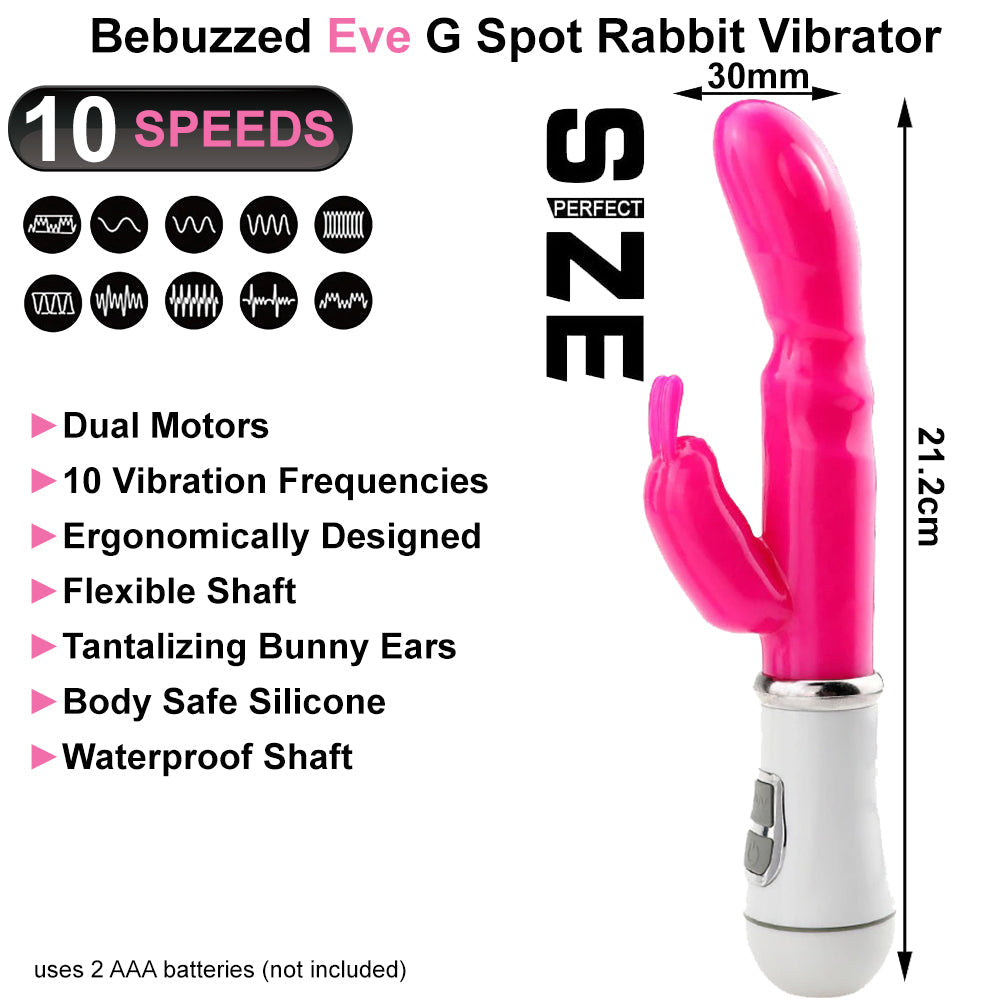 Bebuzzed Eve G-Spot Rabbit Vibrator Battery Powered Pink