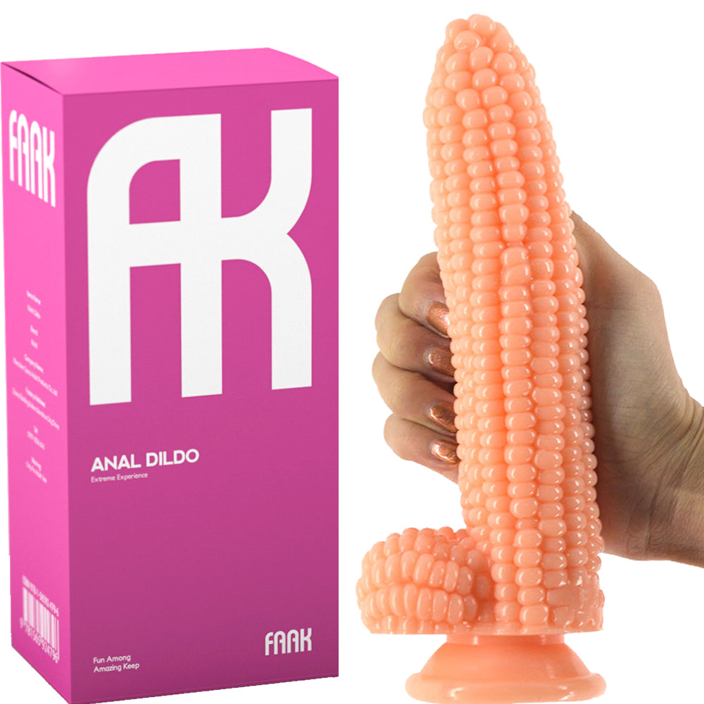 FAAK Realistic 8.2" Corn Beaded Anal Butt Plug 21cm Dildo Suction Cup Balls Dong