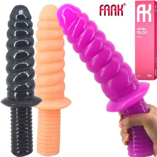 FAAK 11.4” Thrusting Handle Anal Plug Big Veined Dildo Huge Fat Adult Sex Toy