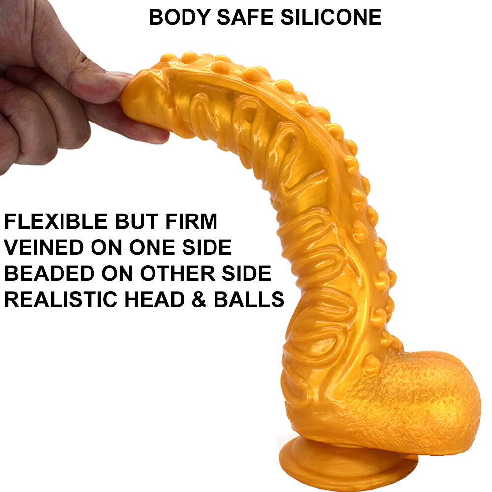 FAAK G130 Large 10.3" Textured Anal Dildo Liquid Silicone Dong Alien Sex Toy