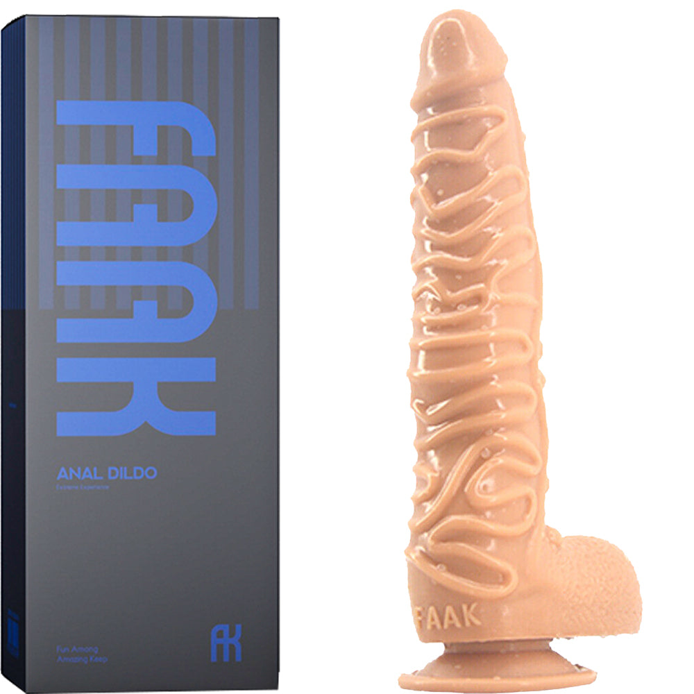 FAAK G130 Large 10.3" Textured Anal Dildo Liquid Silicone Dong Alien Sex Toy