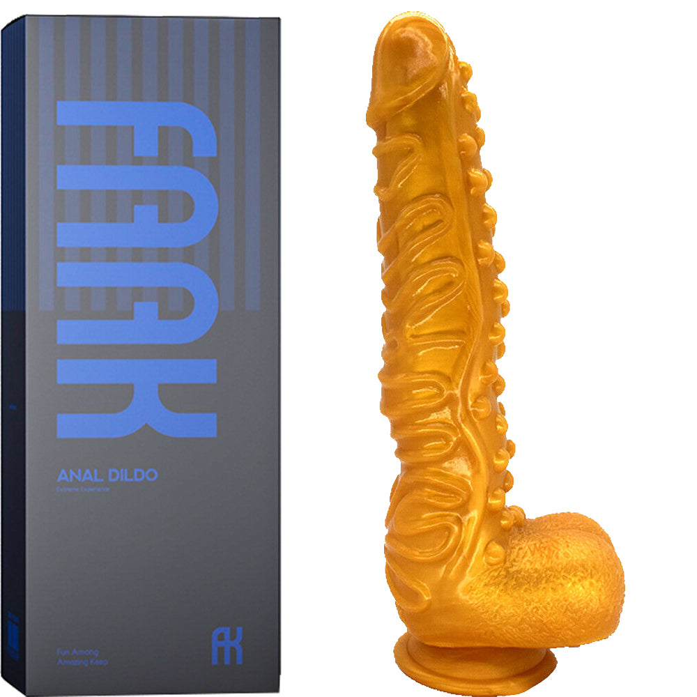 FAAK G130 Large 10.3" Textured Anal Dildo Liquid Silicone Dong Alien Sex Toy