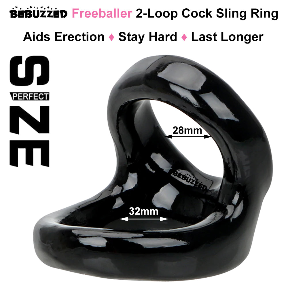 Freeballer Cocksling 2-Loop Cock Ring Couples Erection Aid Sling Couples Sex Toy