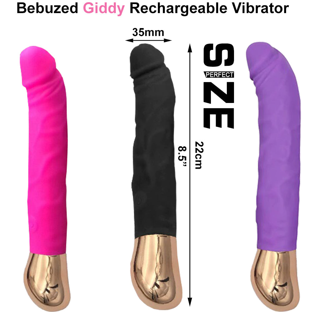 Bebuzzed Giddy Realistic Veined Vibrator USB Rechargeable Black
