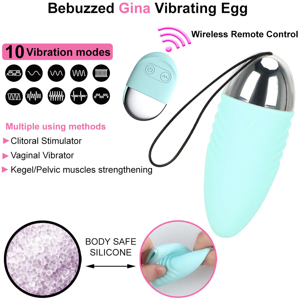 Bebuzzed Gina Vibrator Egg Kegel Ball Remote Controlled Blue