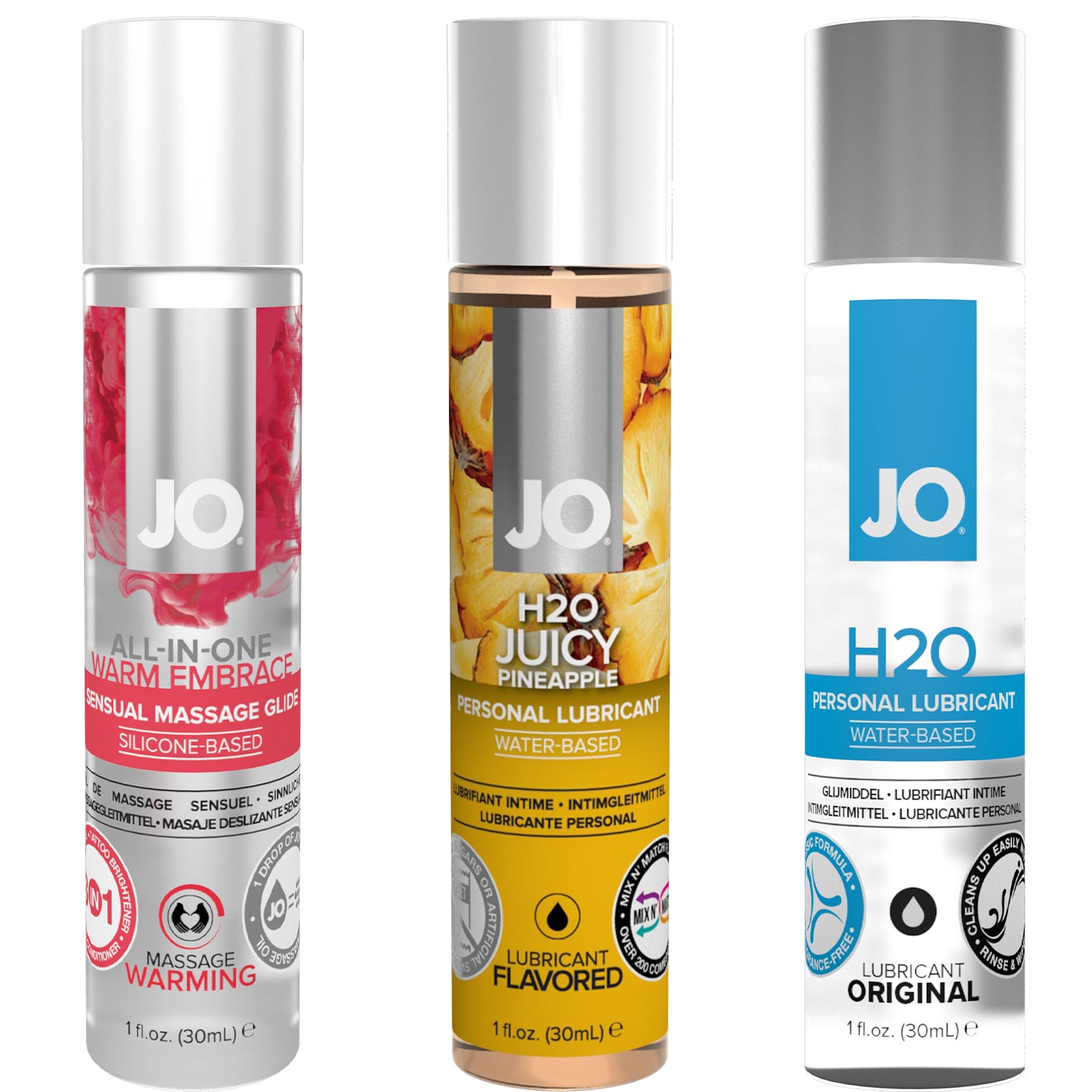 3-Pack JO Tri Me Classics Personal Lubricant H20 Pineapple Warming Sex Lube