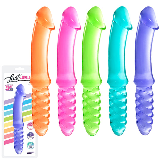 24cm Double Ended Dildo Jelly Ribbed 9.5" Dong Flexible Adult Lesbian Sex Toy
