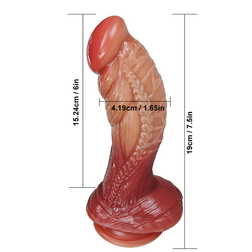 Bebuzzed 7.5" Large Knotted Ribbed Dildo Suction Base Gradient