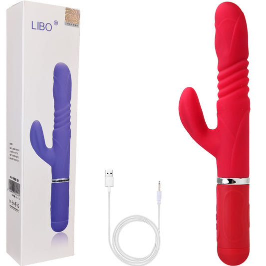 Libo Thrusting Rotating G-Spot Rabbit Vibrator Rechargeable Dildo Pink