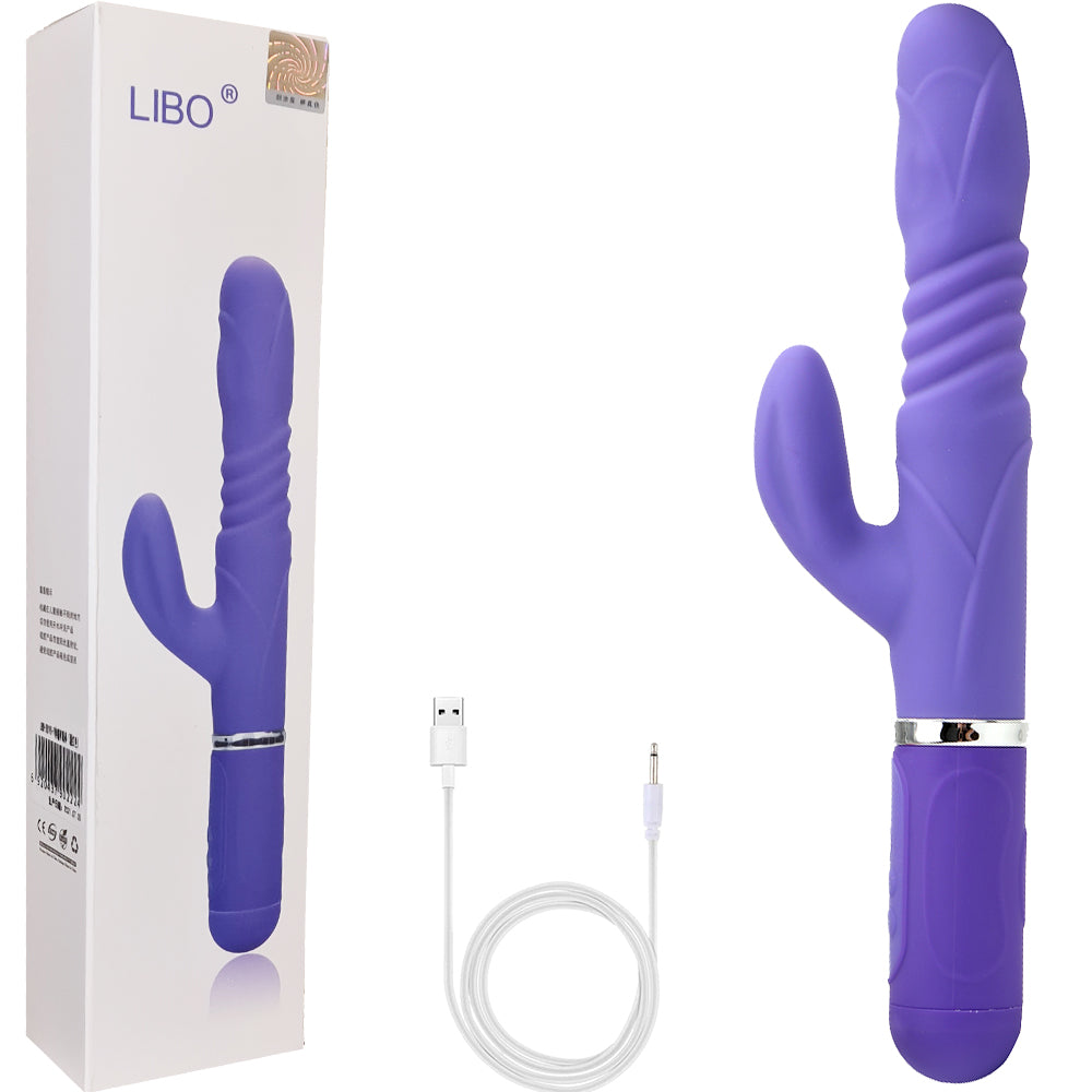 Libo Thrusting Rotating G-Spot Rabbit Vibrator Rechargeable Dildo Purple