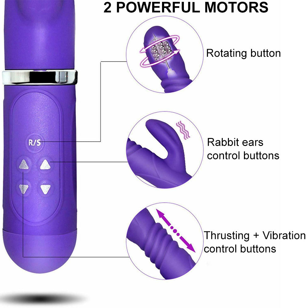 Libo Thrusting Rotating G-Spot Rabbit Vibrator Rechargeable Dildo Purple