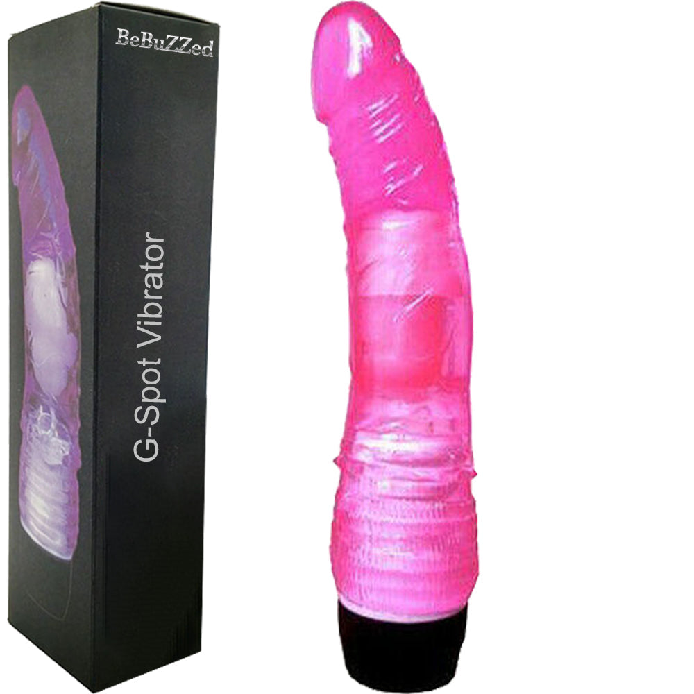 Bebuzzed 8" Crystal Jelly Dildo Vibrator Pink