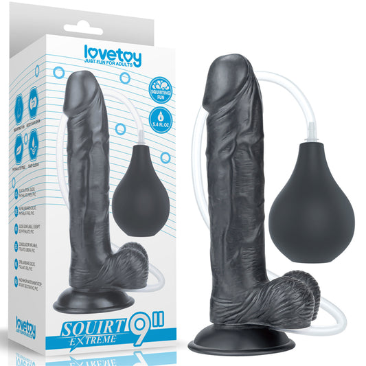 LOVETOY Squirt Extreme 9" Squirting Dildo Realistic Ejaculating Dong Black