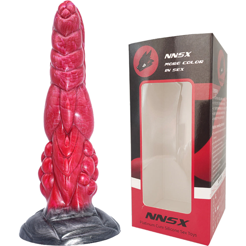 FAAK N5010 Aula 9.5" Alien Design Platinum Liquid Silicone Anal Plug Dildo