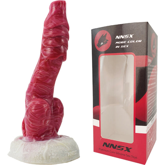 FAAK N5027 Aula 8" Demon Wolf Platinum Liquid Silicone Anal Plug Dildo