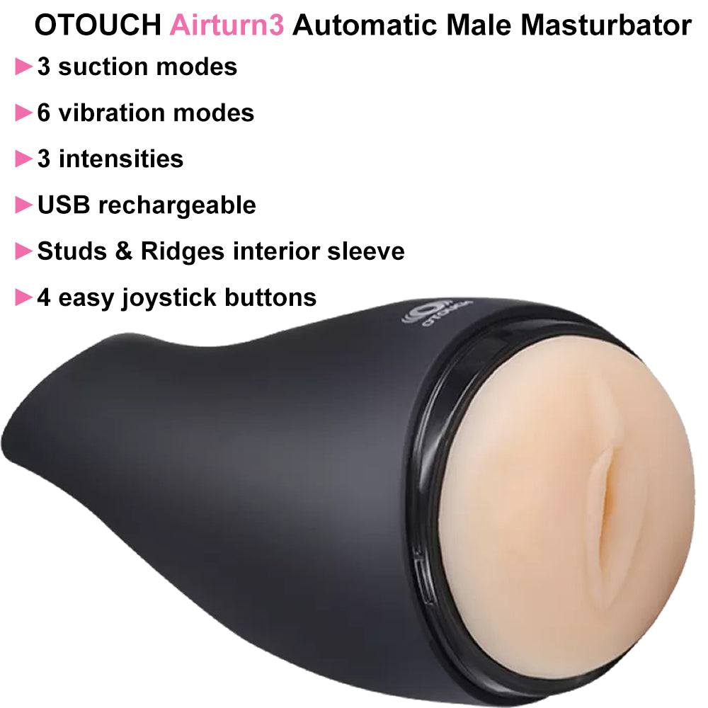 Otouch Airturn 3 Suction Masturbator Vibrating Pocket Pussy Male Sucker Sex Toy