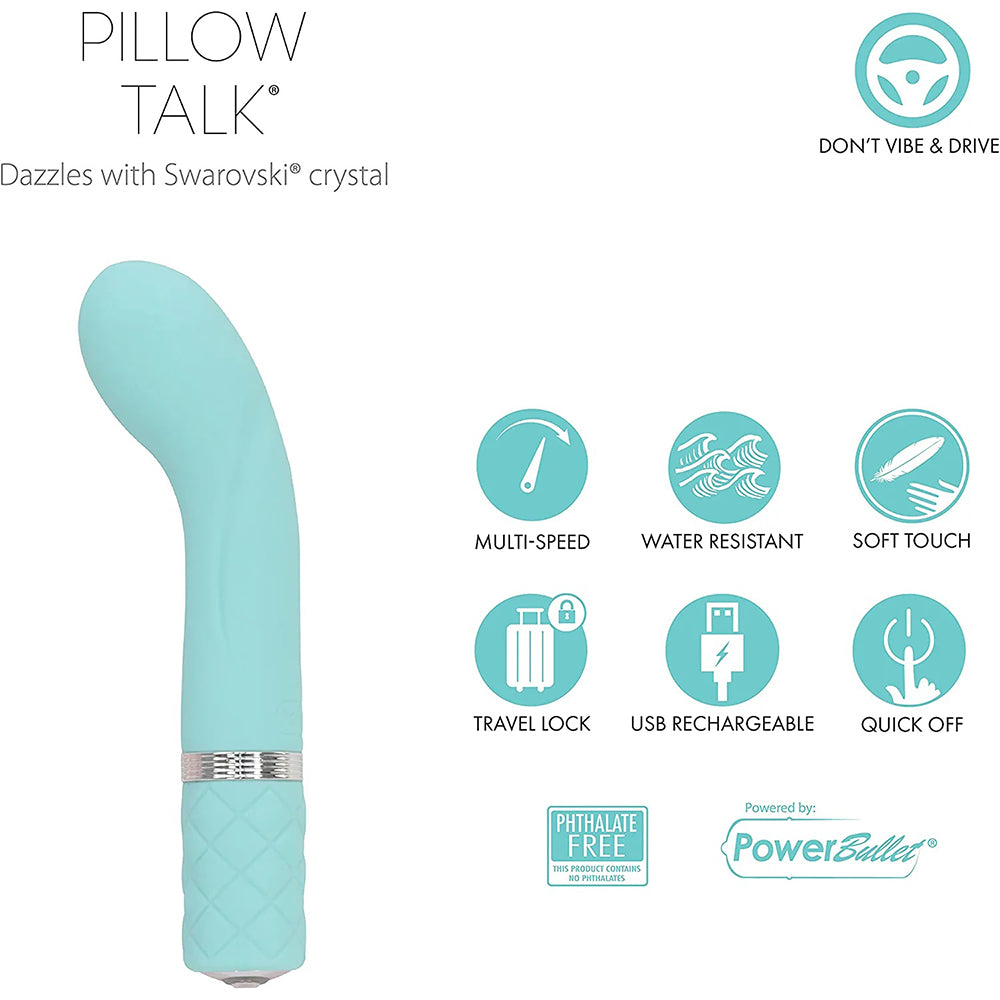 BMS Pillow Talk Racy Bullet Vibrator Teal or Pink Rechargeable Sex Toy