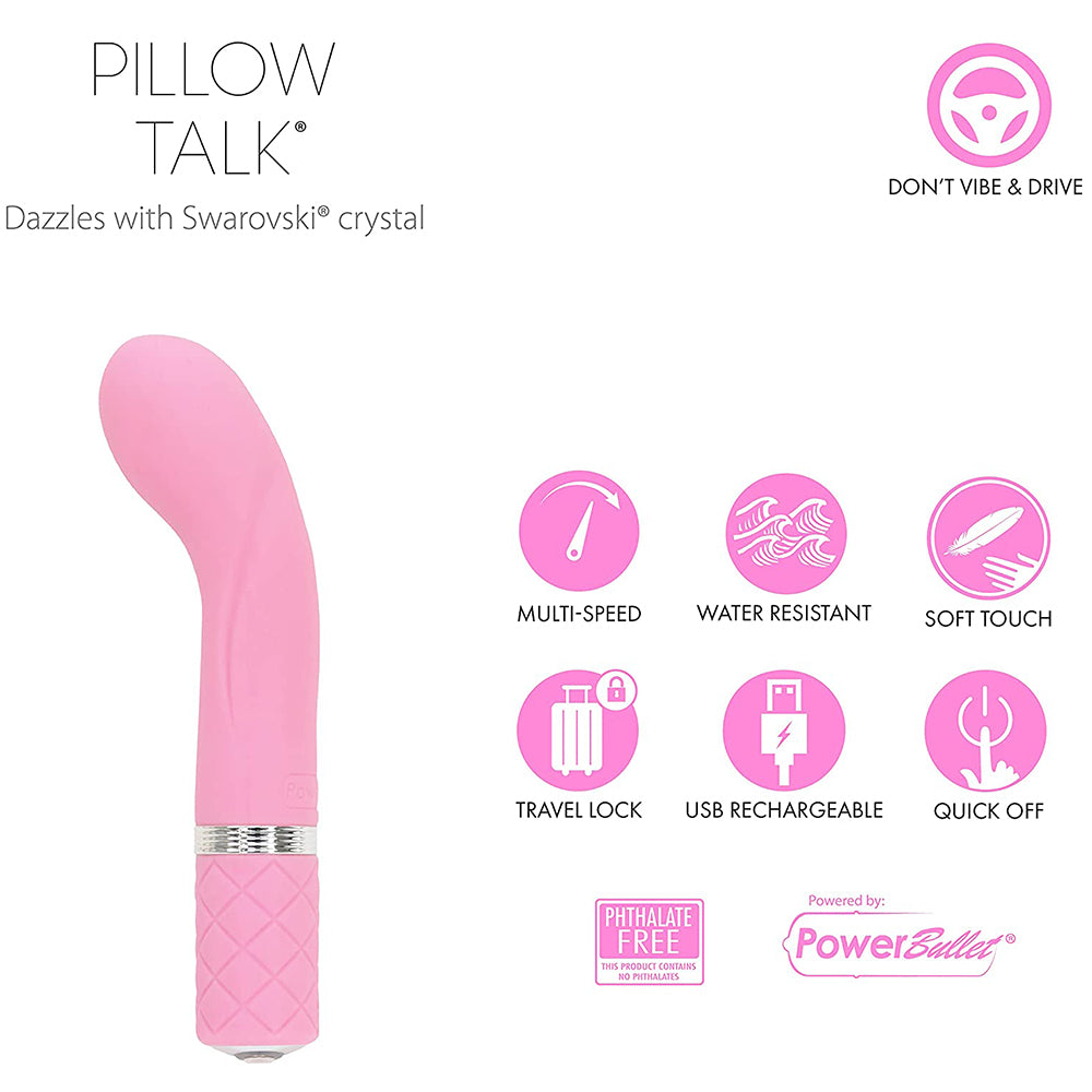 BMS Pillow Talk Racy Bullet Vibrator Teal or Pink Rechargeable Sex Toy