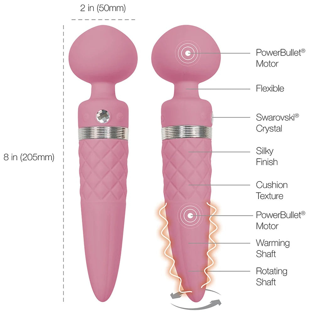 Pillow Talk Sultry Double Ended Rotating Shaft Vibrator Clitoral Stimulator Pink