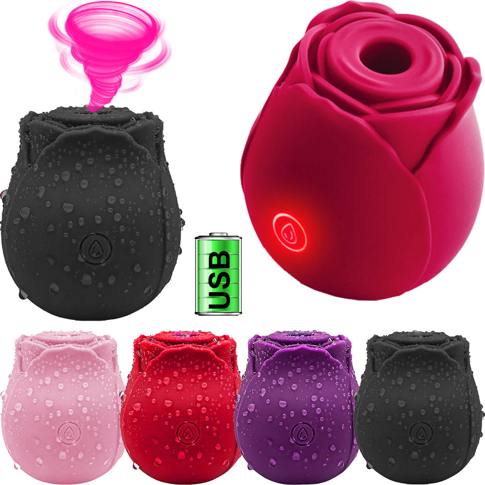 Rose Air Pulse Clitoral Stimulator Sucking Vibrator Clit Sucker Nipple Sex Toy