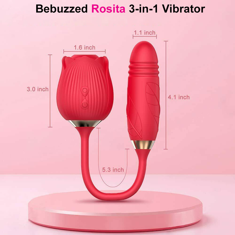 Rose Clitoral Stimulator Sucking Vibrator THRUSTING Dildo Clit Sucker Sex Toy