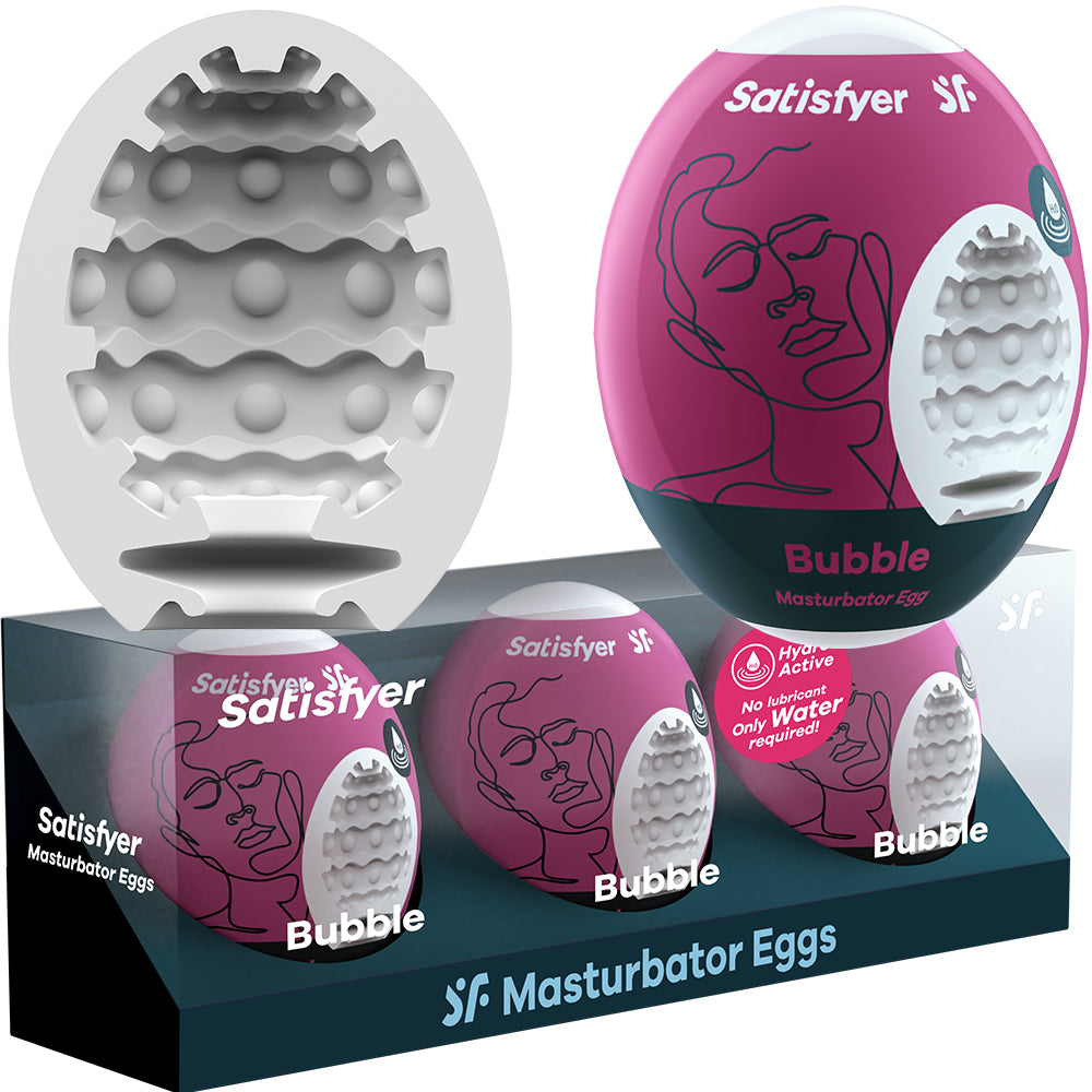 Satisfyer Masturbator Eggs - Bubble 3 Pack Male 3D Stroker