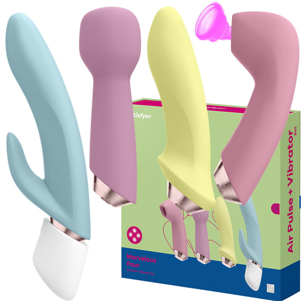 Satisfyer Marvelous Four 4x Vibrators Air Pulse Anal Rabbit Wand USB Kit Sex Toy