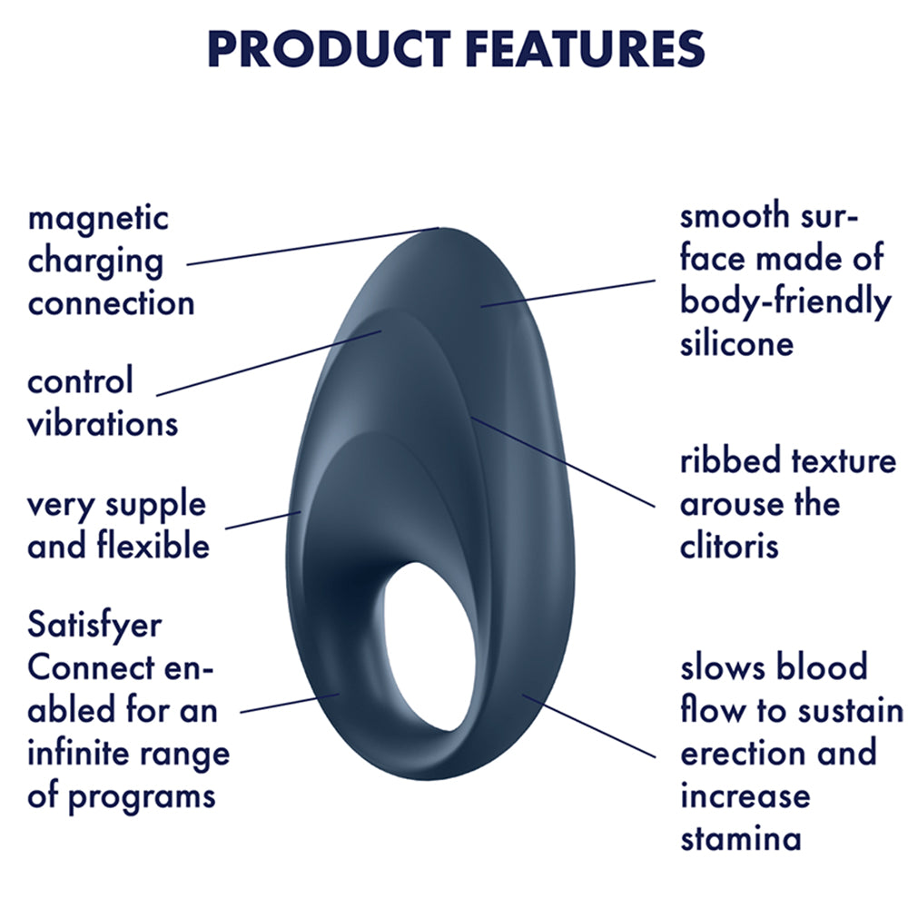 Satisfyer Mighty Cock Ring APP Control WiFi Vibrating Couples Penis Delay USB