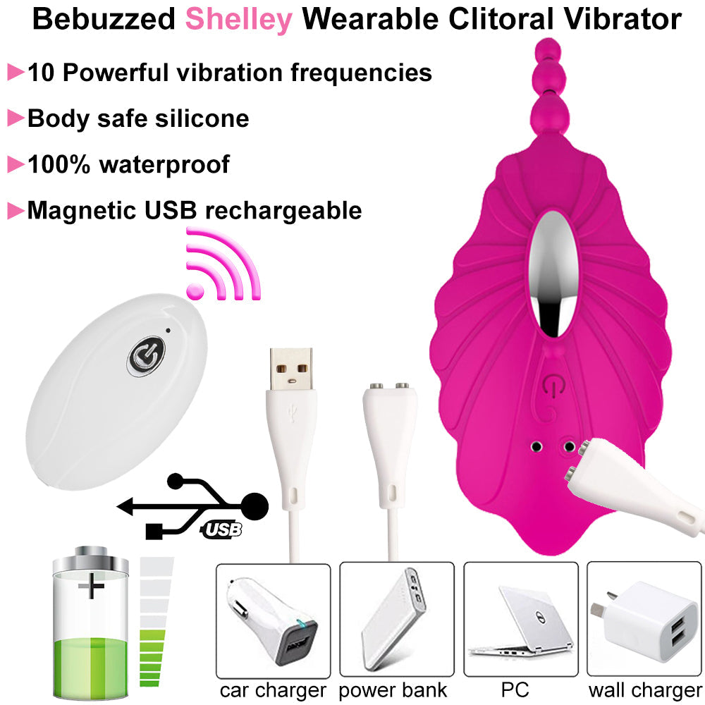 BeBuzzed Shelly Wearable Panty Vibrator Remote Controlled USB Rechargeable Rose