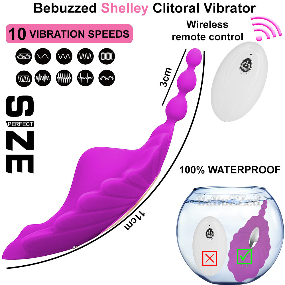 BeBuzzed Shelly Wearable Panty Vibrator Remote Controlled USB Rechargeable Purple