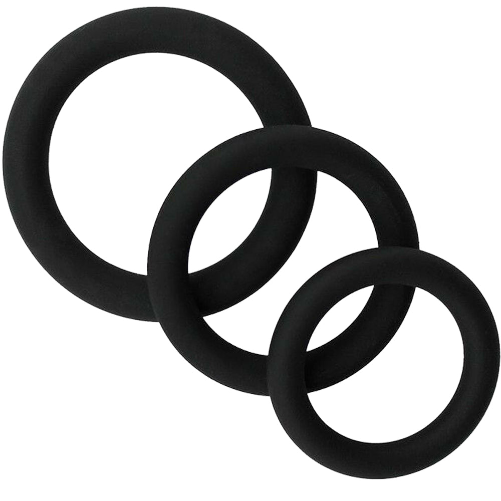 BeBuzzed Slider 3 Pack Silicone Cock Rings Black