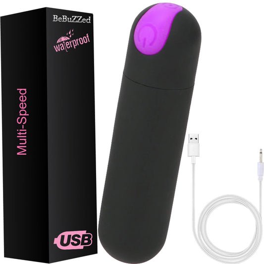 Bebuzzed 8cm Bullet Vibrator USB Rechargeable Black/Purple