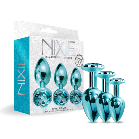 NIXIE Metal Butt Plug Trainer Set Metallic Blue