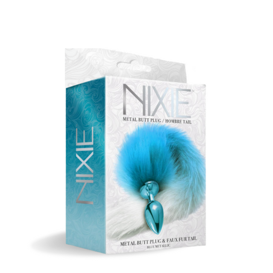 NIXIE Metal Butt Plug With Tail Metallic Blue