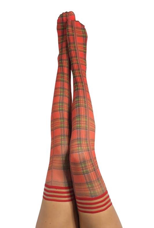 Kixies Grace Red Plaid Thigh High size A
