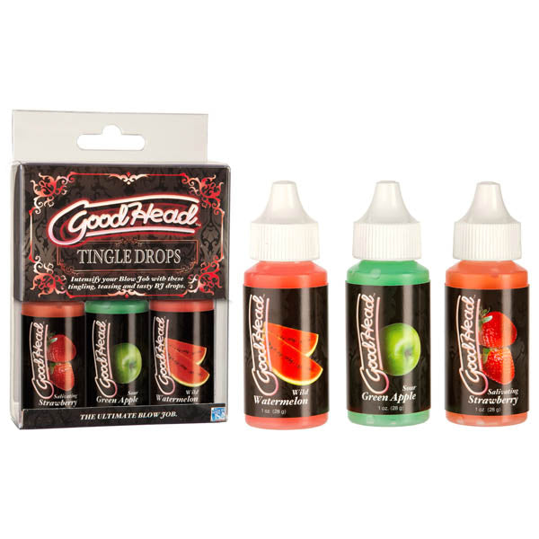 Goodhead Tingle Drops Oral Sex Edible Lubricant Personal Flavoured Lube 3-piece