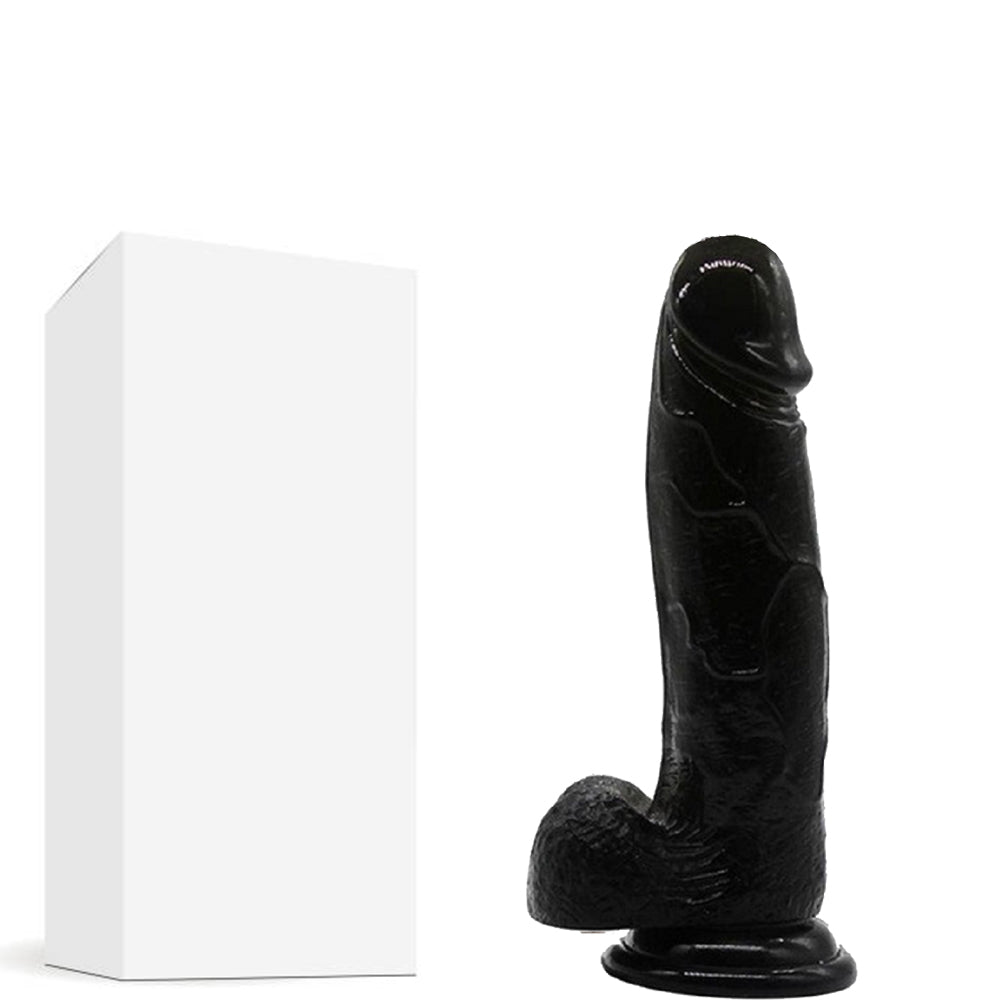 Bebuzzed Happy 6" Realistic Dildo Veined Balls Suction Cup Black