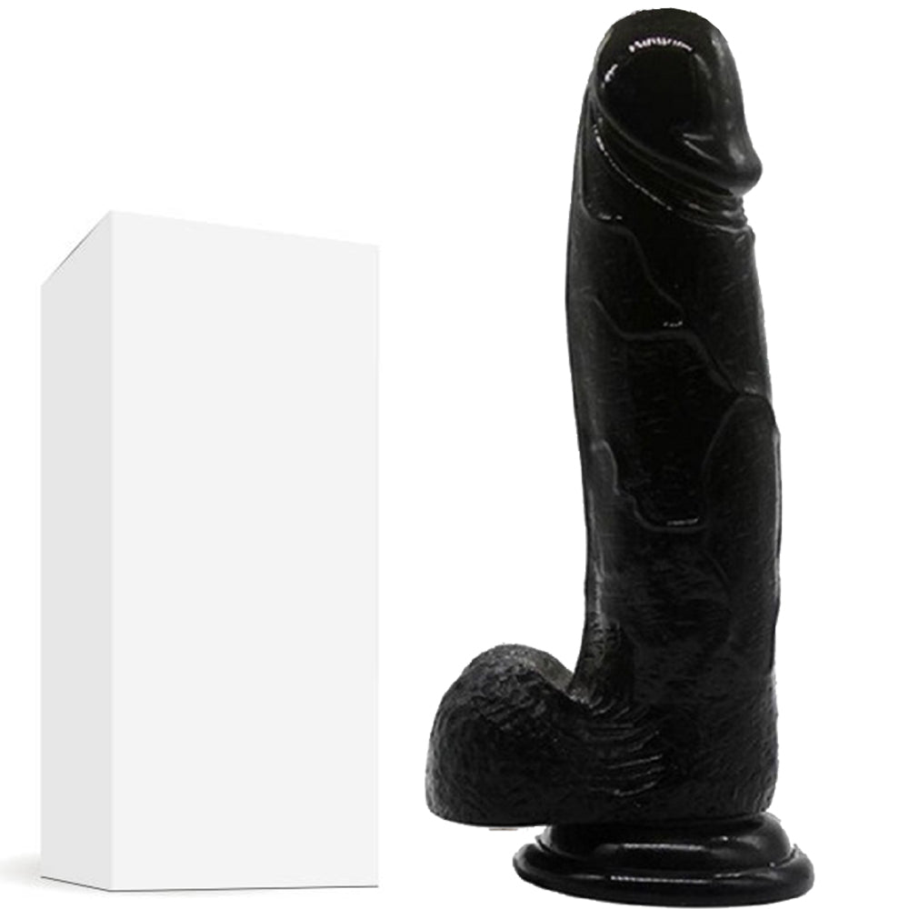 Bebuzzed Happy 8.5" Realistic Dildo Veined Balls Suction Cup Black