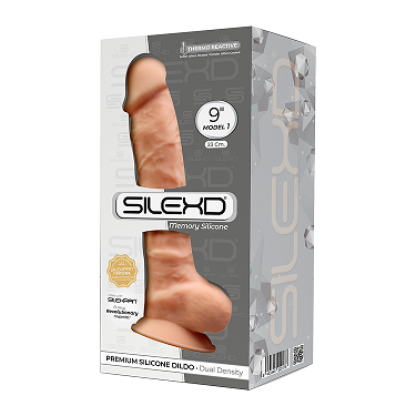 SILEXD MODEL 1 Realistic 9" Silicone Dildo Balls Suction Cup FLESH
