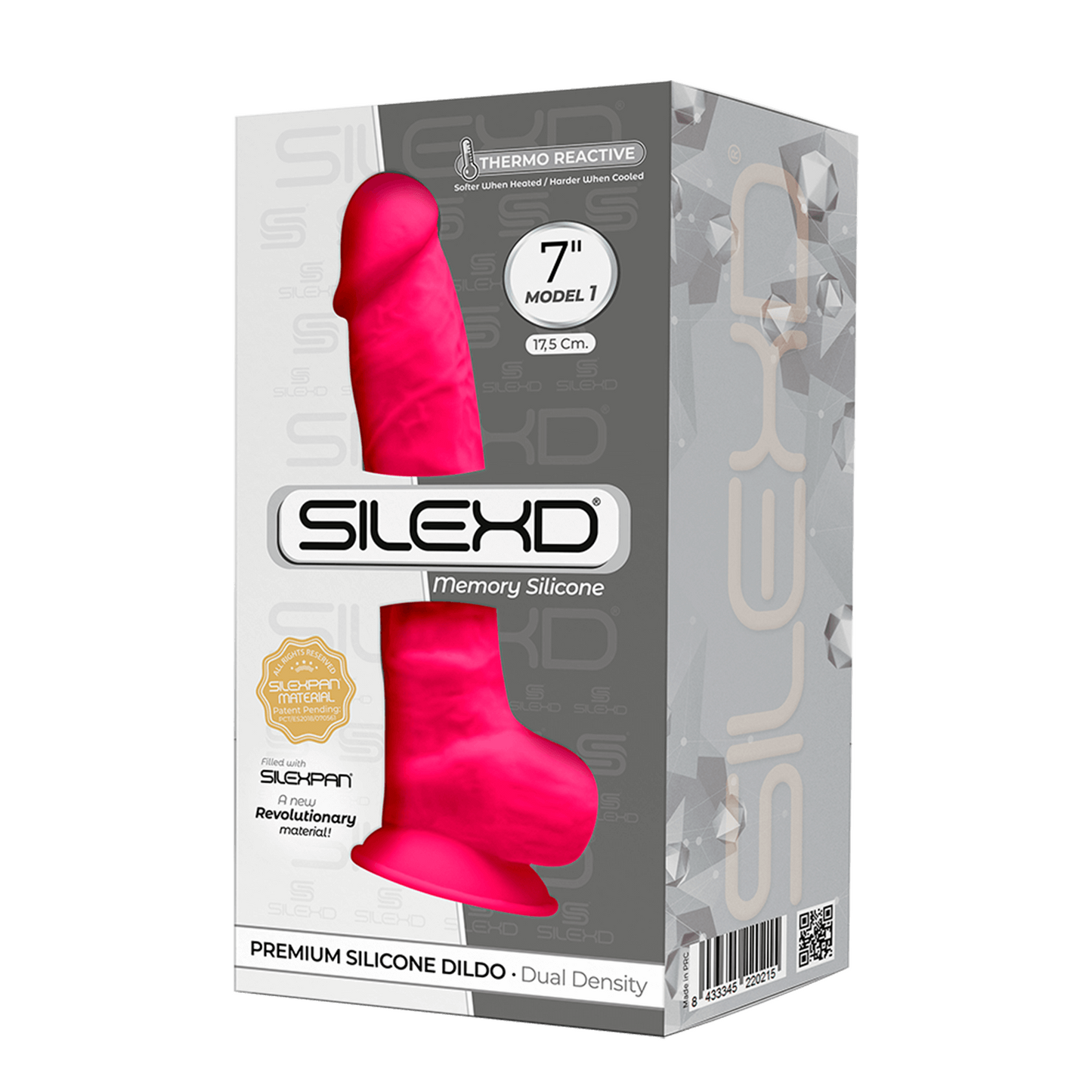 SILEXD MODEL 1 Realistic Silicone 7" Dildo Balls Suction Cup PINK