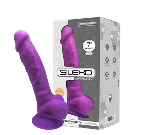 SILEXD Model 1 Realistic 7" Silicone Dildo Balls Suction Cup Purple