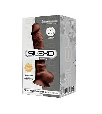 Silexd 7" Model 1 Realistic Silicone Dildo Suction Cup Balls Brown