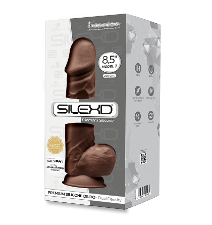 Silexd 8.5" Model 4 Silicone Dildo Suction Cup Balls Brown