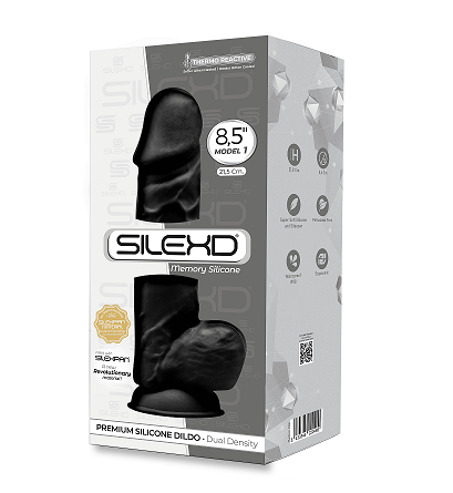 Silexd 8.5" Model 4 Silicone Dildo Suction Cup Balls Black